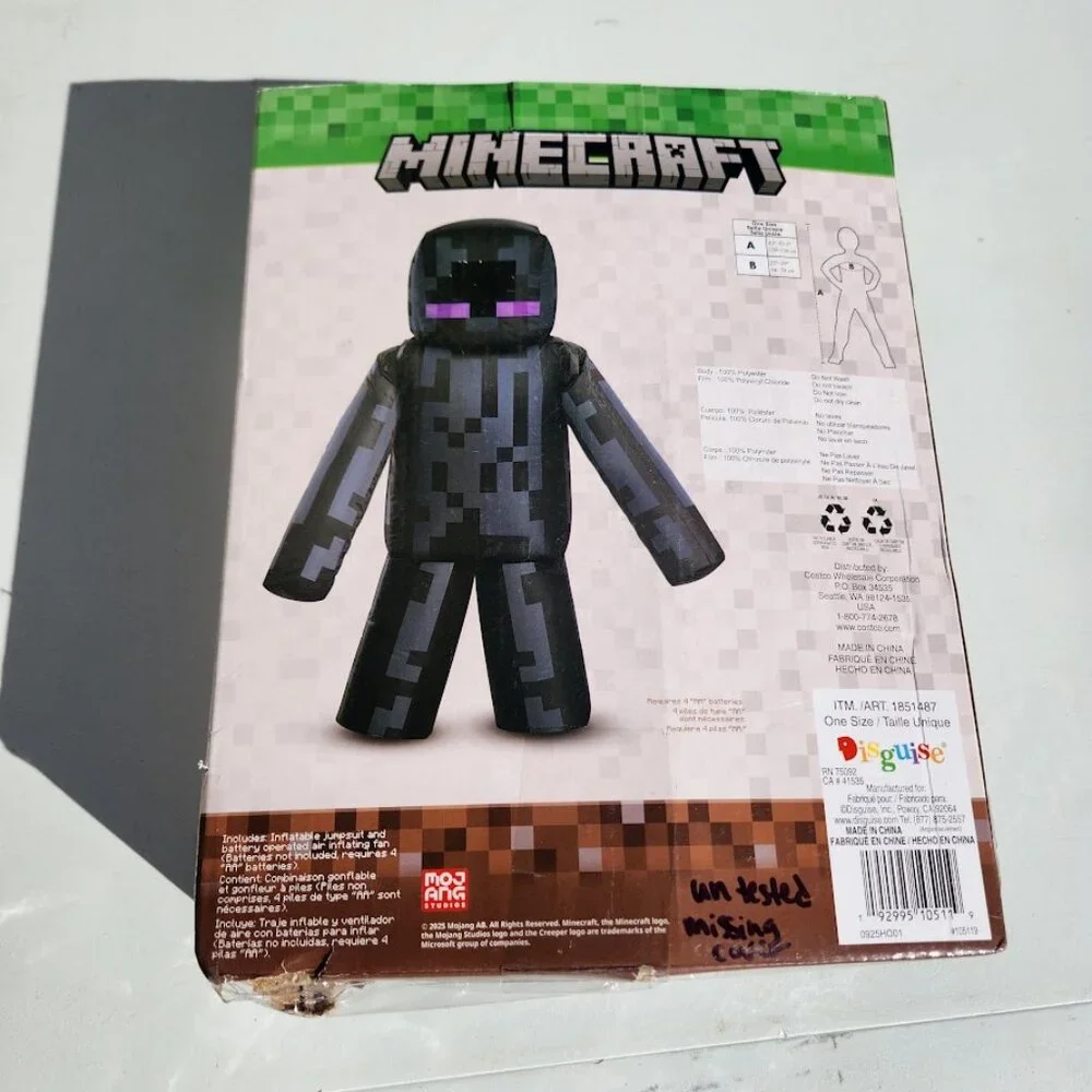 Minecraft Children's Kids Enderman Inflatebale Costume FABRIC ONLY  Zipper closu